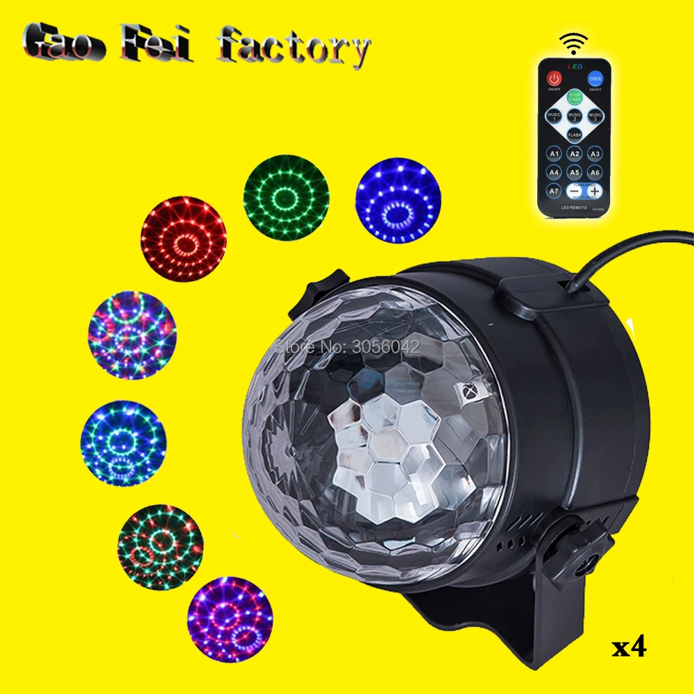 

IR Remote Control 7 Modes Color Plug in LED Magic Light, RBG Disco Ball, Strobe Lamp Stage Par Light for Room Xmas (4pcs/lot)