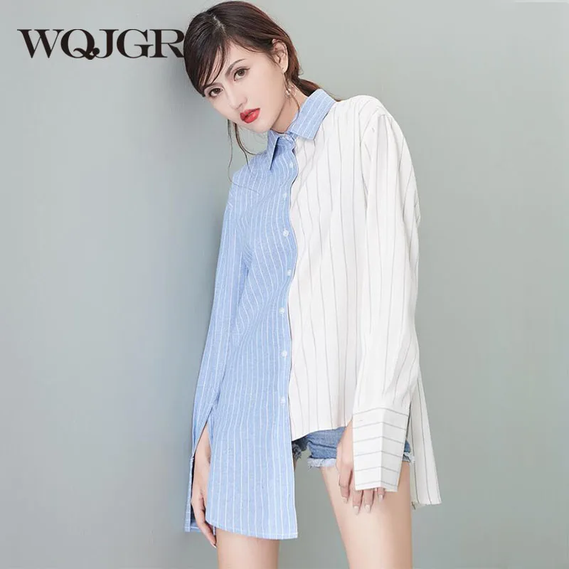 

WQJGR News Long Sleeve Blusa Feminina Striped Spliced Womens Tops And Blouses
