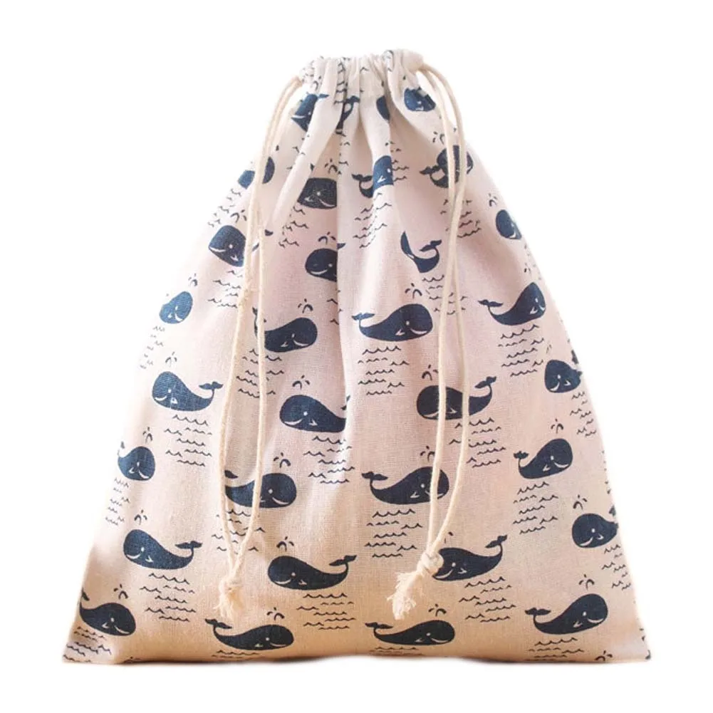 Cute Signature Cotton Storage drawstring Bags Drawstring Backpack Baby Kids Toys Travel Shoes Laundry Lingerie Makeup Pouch