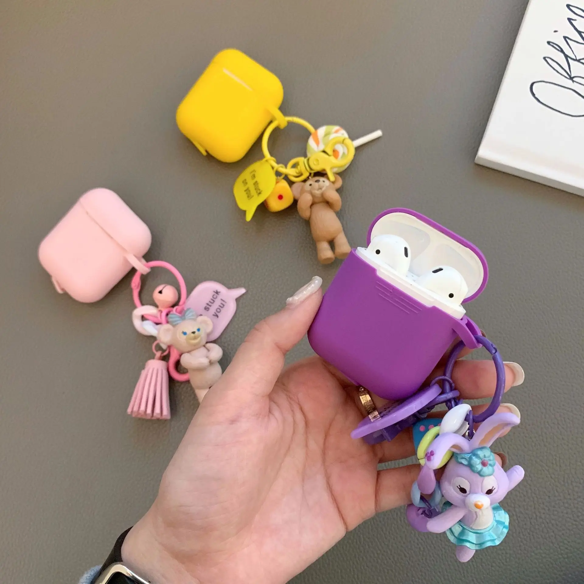 

For AirPods cartoon Teddy bear case earphone for Airpods 1 2 accessories protect cover with pendant