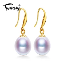 FENASY 18k золотые серьги, ювелирные изделия из жемчуга, антиаллергенные 18K настоящие золотые серьги-капли для женщин новые длинные модные серьги