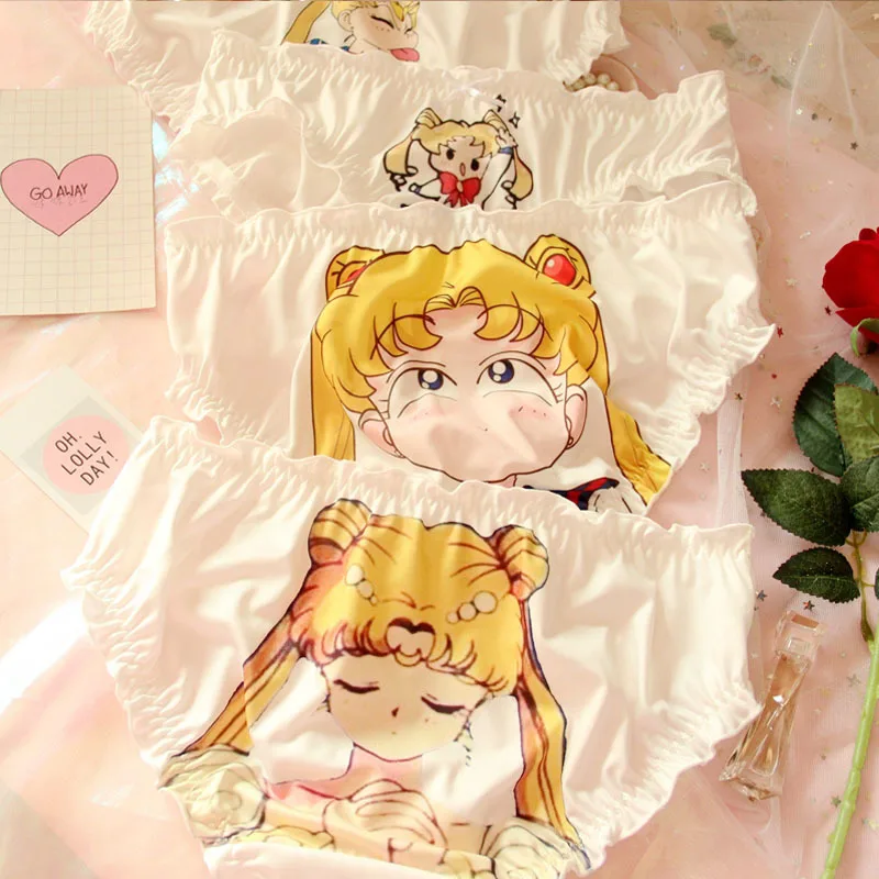 

Kawaii Girl's Cute Lolita Briefs cute Cartoon Sailor Moon Ladies Triangle Underpants Knickers Panties.