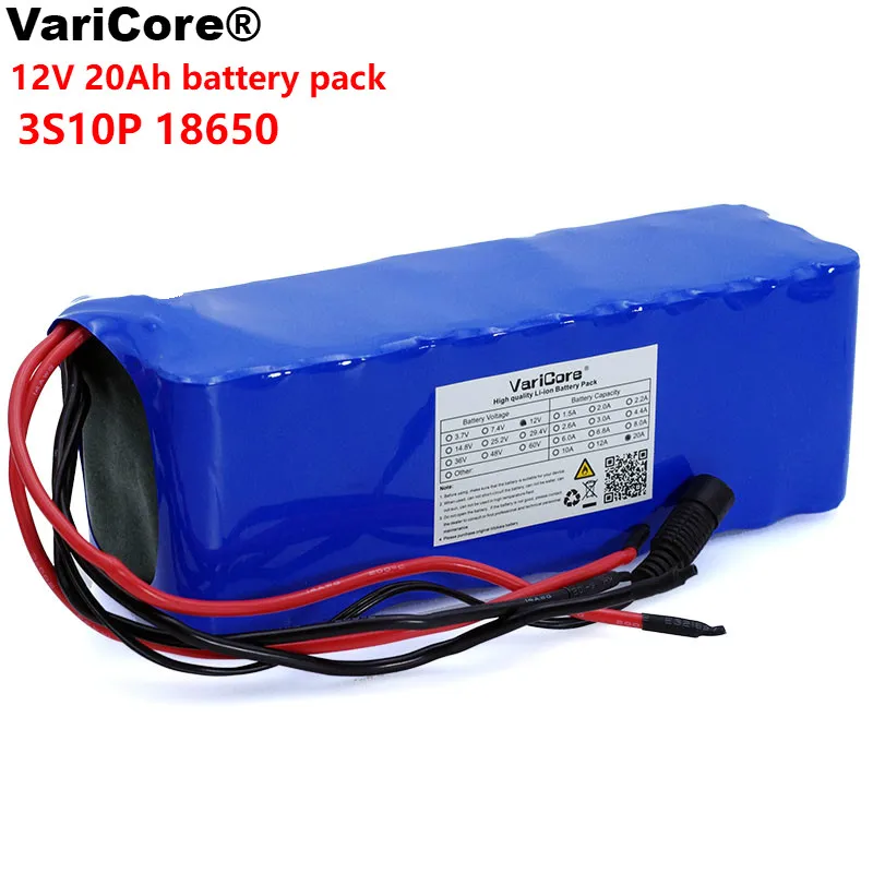 VariCore 12V 20Ah 18650 литиевая батарея 12,6 v 20000mah Емкость Шахтерская лампа 100w 800W аккумуляторы высокой мощности с BMS