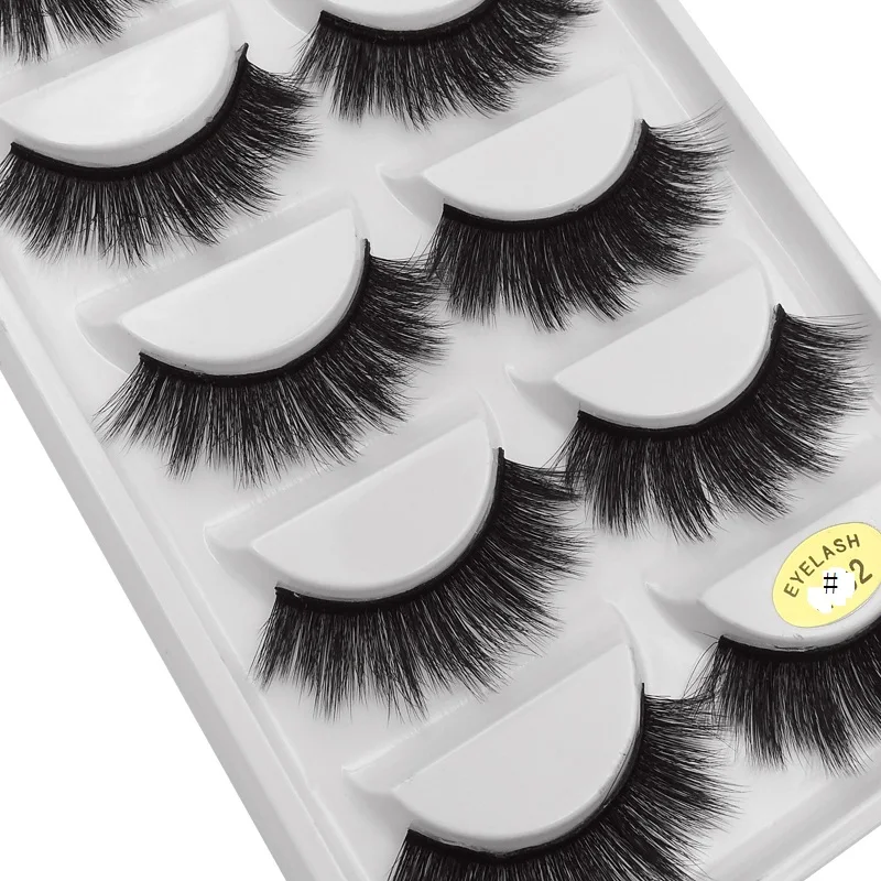 

5 pairs false eyelashes 3D mink lashes natural makeup eyelash extension long cross volume soft fake eye lashes winged faux cils