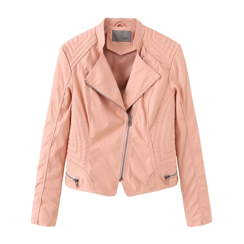 plus size pink faux leather jacket
