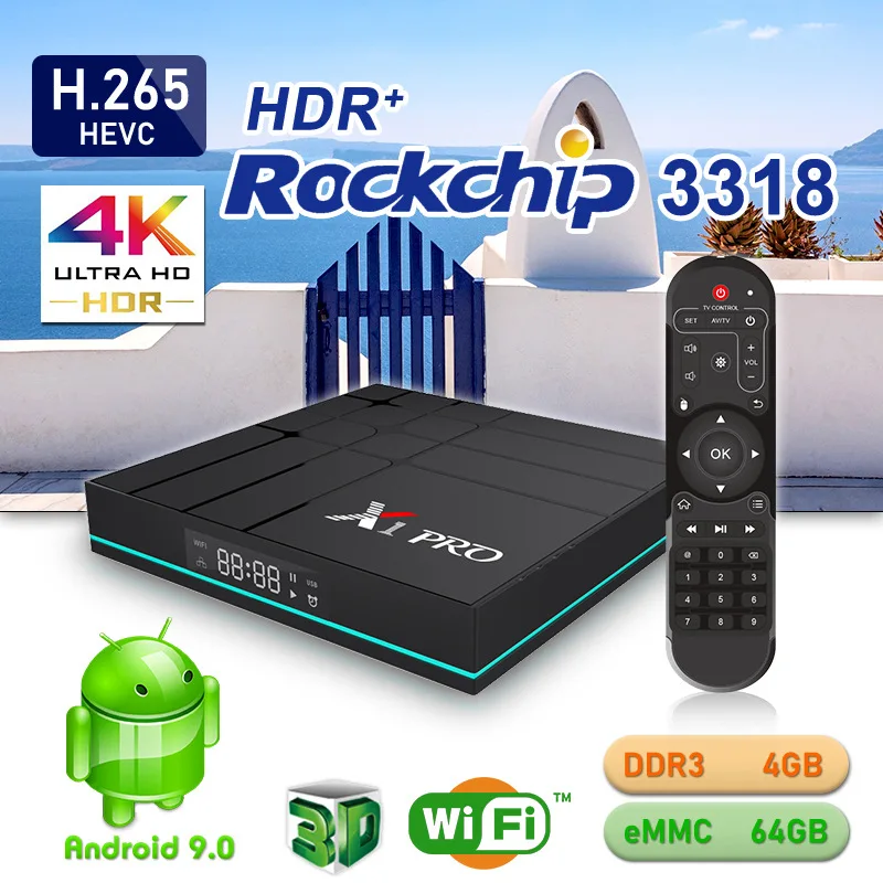 

Mini TV Box Set Top Smart TV Box Android 9.0 4GB 64GB Rockchip RK3318 4K Wifi Digital USB3.0 H.265 Google Play IP TV Set Top Box