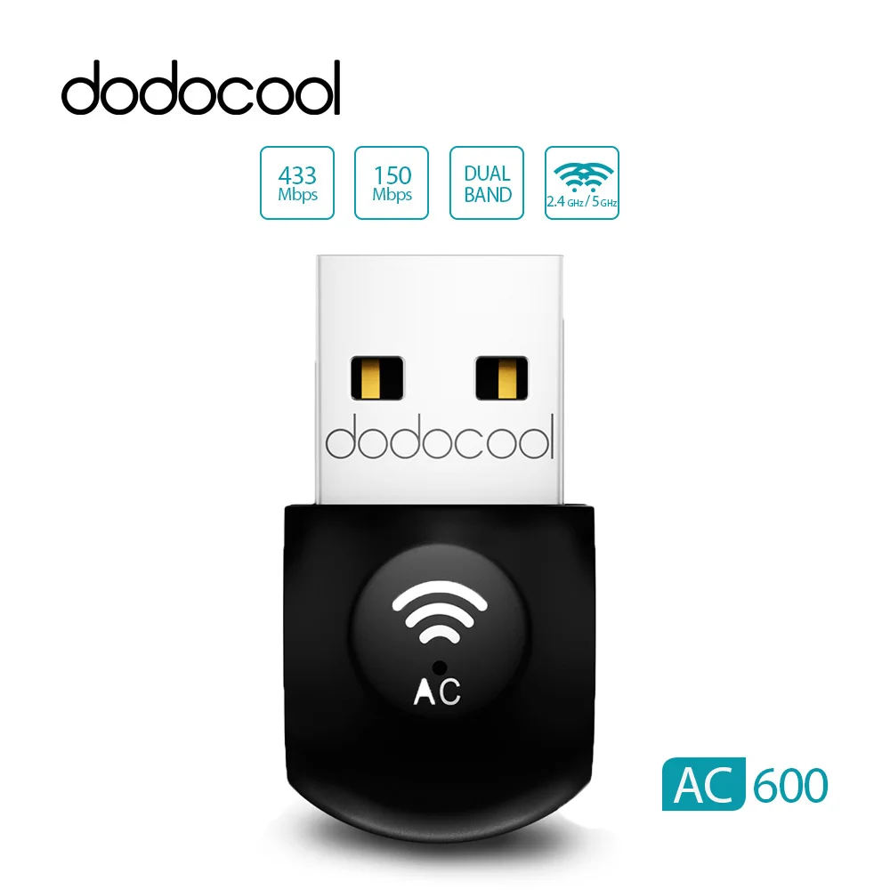 Dodocool USB Wifi адаптер 2,4 ГГц 5 ГГц двухдиапазонный AC600 беспроводной usb-ключ доступа к Wifi адаптер 802,11 ac/a/b/g/n Wi-Fi сетевая LAN Карта