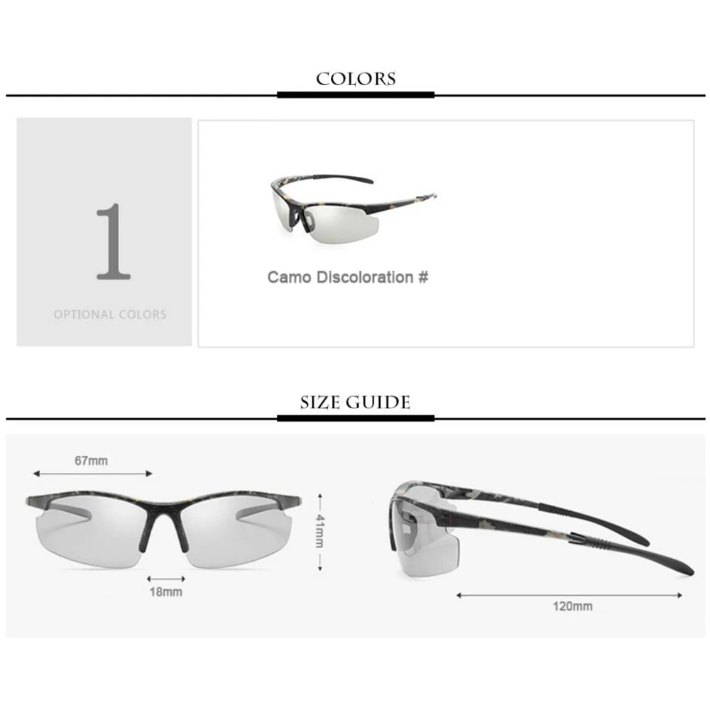 Brand Designer Polarized Sunglasses For Men Polarized Eyewear Men Chameleon Glasses Women Sunglasses Drivers Gafas de sol hombre