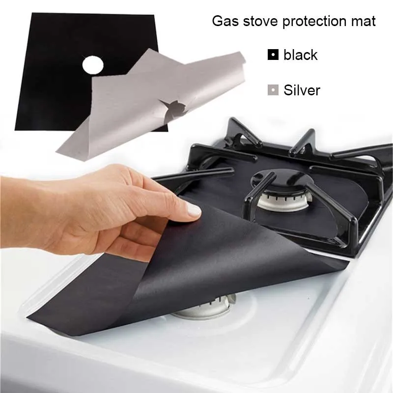 2pcs/set Gas-stove-cover Reusable Oil Pollution Protection Gas Stove Burner Cooking Protectors Cover Liner Clean Mat Plate