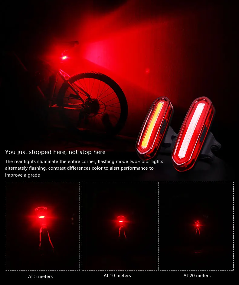 120 Lumens Bike Light LED Waterproof Bicycle Light USB Rechargeable MTB Road Bike Tail Light Night Warning Cycling Flashlight