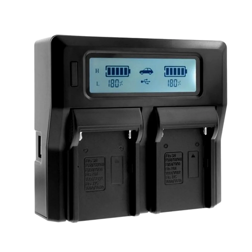 Besegad Dual Slots Digital Battery Charger with LCD Screen Charging for