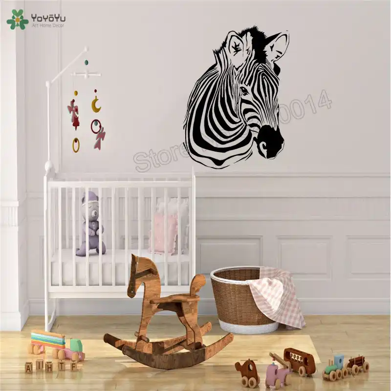 Cebra De La Mano De La Pared De La Etiqueta Engomada Vinilo Arte