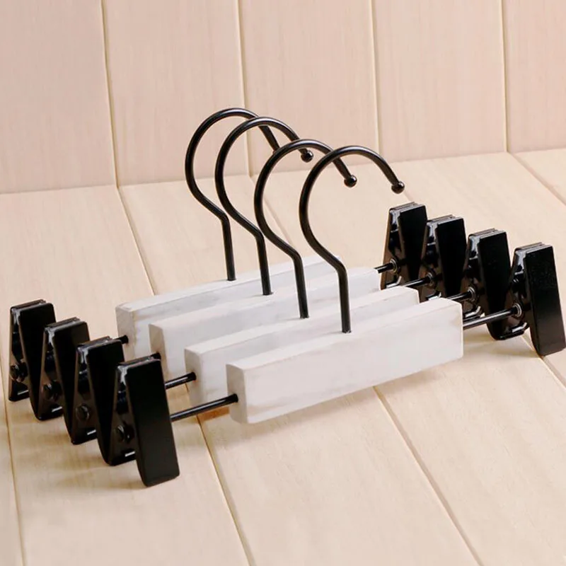 20 Pcs White Antique Wooden Suits Hanger for Baby Kids, Sepia Polished make the old Style Clothes Pants Hanger with Black Hook