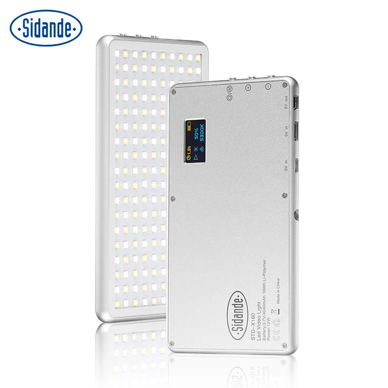 

Sidande X180 Mini Metal LED Video Light 3200K-5600K Digital Dimming Supplement Lamp