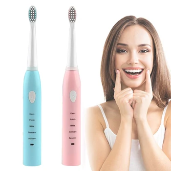 

USB Rechargeable Whitening Toothbrush for Adults Waterproof Portable Soft Toothbrush CleaningTeeth with 4Pcs Replacement Heads