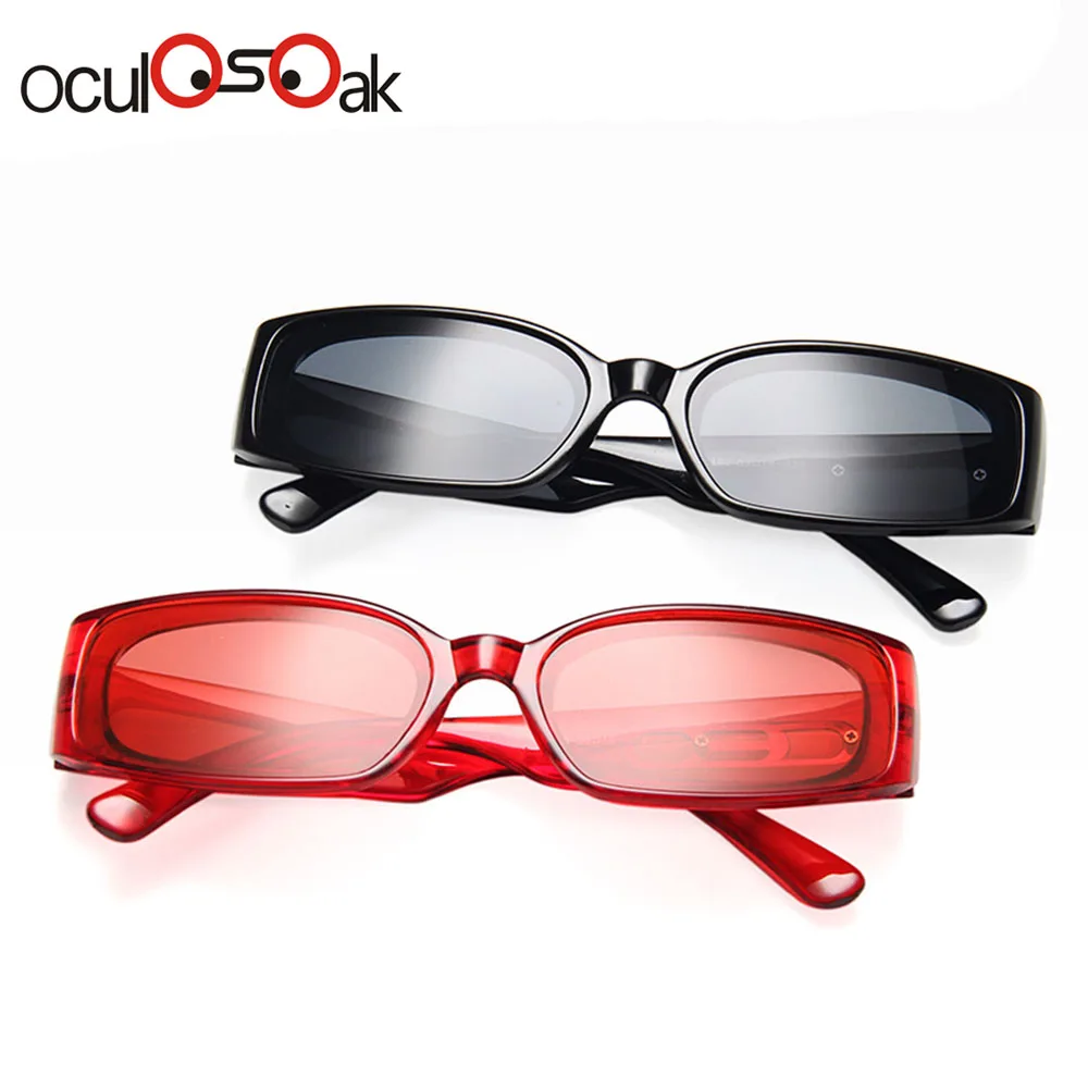 Трендовые маленькие оранжевые прямоугольные солнцезащитные очки для женщин 90s ретро леди крошечные квадратные прямоугольные красные солнцезащитные очки оттенки