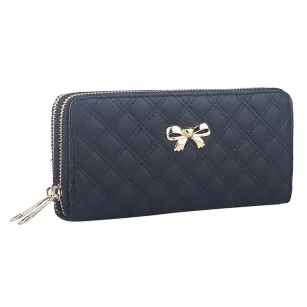 Синтетический кожаный бумажник женский кошелек, бумажник на молнии кредитный клатч для карт кошелек для кредитных карт - Цвет: Black
