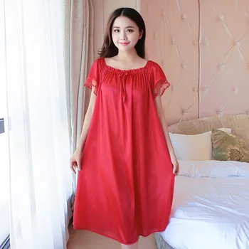 

Ladies Sexy Silk Sleepwear Satin Nightgown Nightdress Slip Nighties Summer Night Dress Lace Night Gown Lingerie 7 Colors