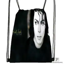 Пользовательские Майкл-Джексон Drawstring сумка-рюкзак милый рюкзак детский Ранец (черный назад) 31x40 см #180612-02-20