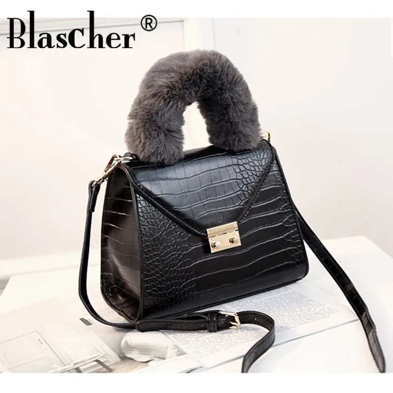 

Blascher New Autumn Winter Women's Bag Fashion Solid Color Shoulder Bags Crocodile Pattern Messenger Bags For Women CLA09