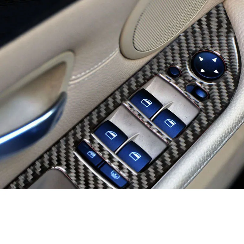 

lsrtw2017 carbon fiber car window control panel trims for bmw 5 series e60 2003 2004 2005 2006 2007 2008 2009 2010