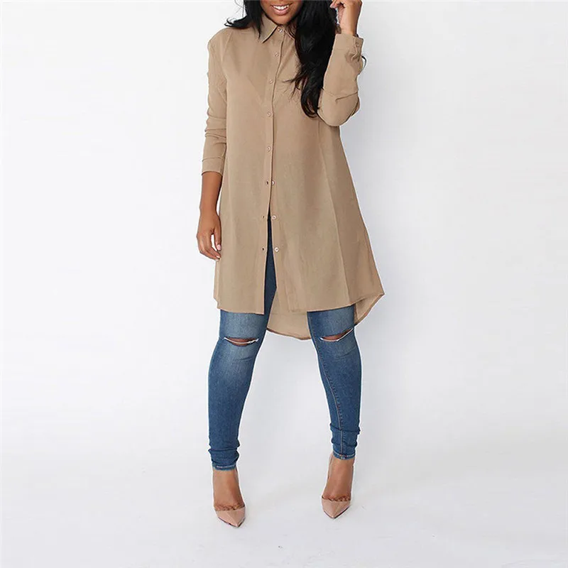 

2018 Hot Women Shirts Blouses Long Sleeve Turn -Down Collar Solid Ladies Chiffon Blouse Top Ol Office Style Chemise Femme