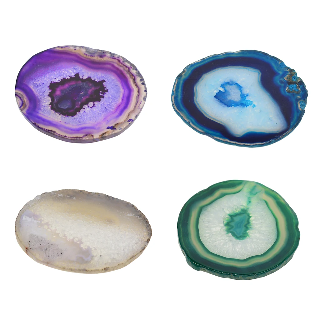 4 pieces Tea House Embellishments Agate Slices Irregular Crystal Quartz Stone For DIY Pendant Charms Mixed Colors 4#