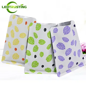

Leotrusting 100pcs/lot Leaf Pure Aluminum Foil Open Top Bag Matte Foil Facial Mask Packaging Bag Heat Sealing Powder Coffee Bag