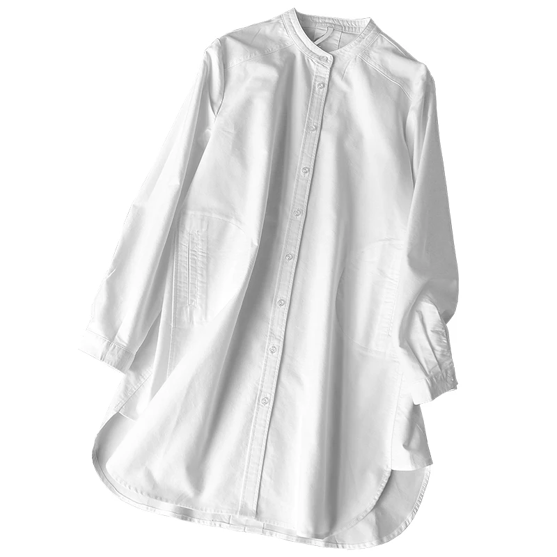 Été Nouveau Outwear Solide Manteau Coton De 2019 White Blanc Bureau Lâche Et À Tops Blouse Femmes Chemises Élégante Longues Manches Dame d5qqTU