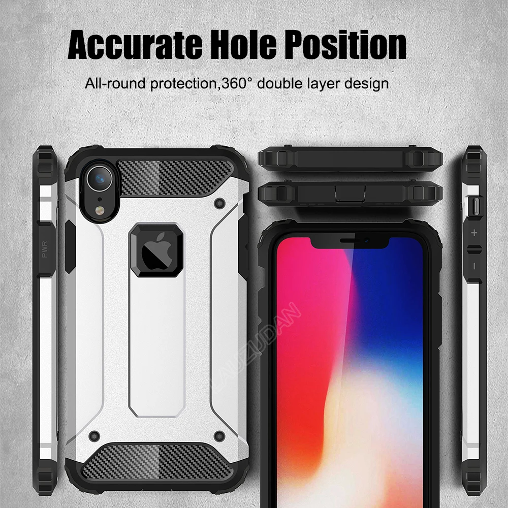 

Lauzudan Shockproof Armor Phone Case For iPhone XR Silicone Heavy Protection Back Cover For iPhone XR Dirt-resistant Cases