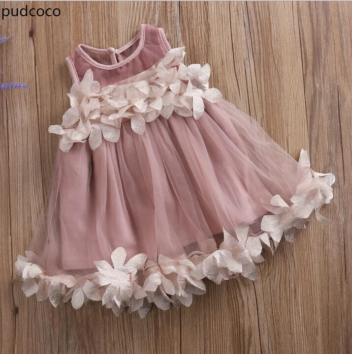Детские платья принцессы для девочек; цвет розовый, белый; нарядные платья для маленьких девочек без рукавов с цветочным рисунком; Вечерние платья из тюля с лепестками