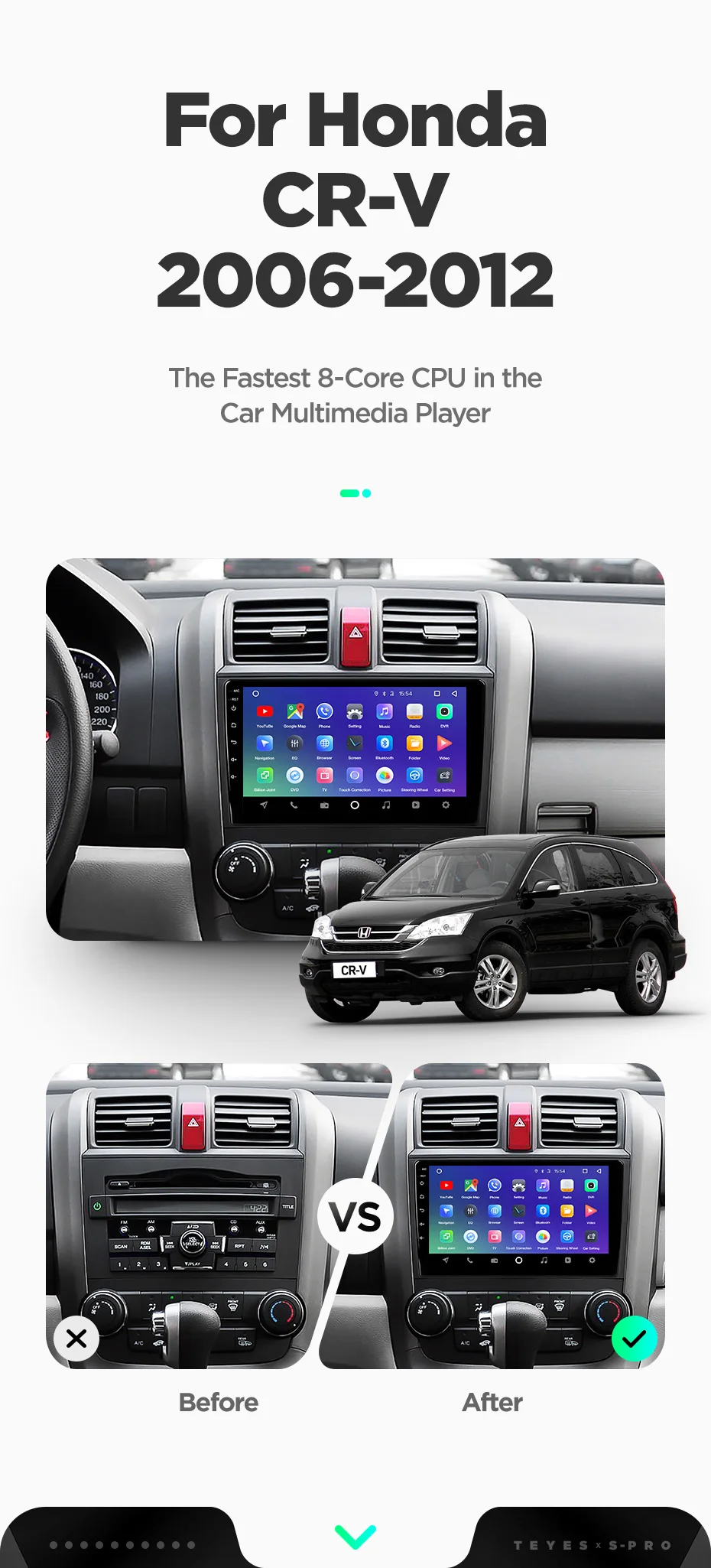 Perfect TEYES SPRO For Honda CRV CR-V 3 RE 2006 2007 2008 2010 2012 Car Radio Multimedia Video Player Navigation GPS Android 8.1 No 2din 6