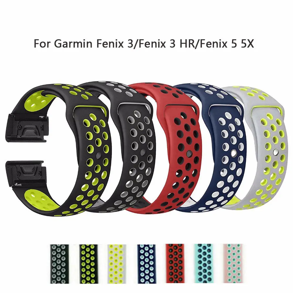 

26mm 22mm Silicone Bands For Garmin Fenix 3/Fenix 3 HR/Fenix 5 5X Wristband Quick Fit Band Sport Bracelet Strap