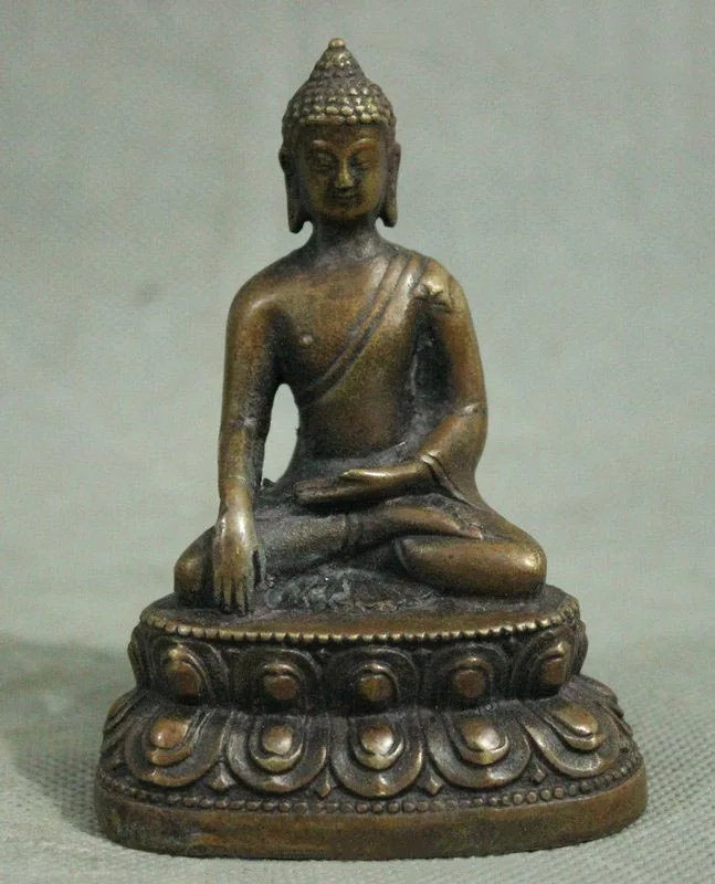 Tibet Buddhism Bronze Seat Shakyamuni Sakyamuni Tathagata Buddha Statue