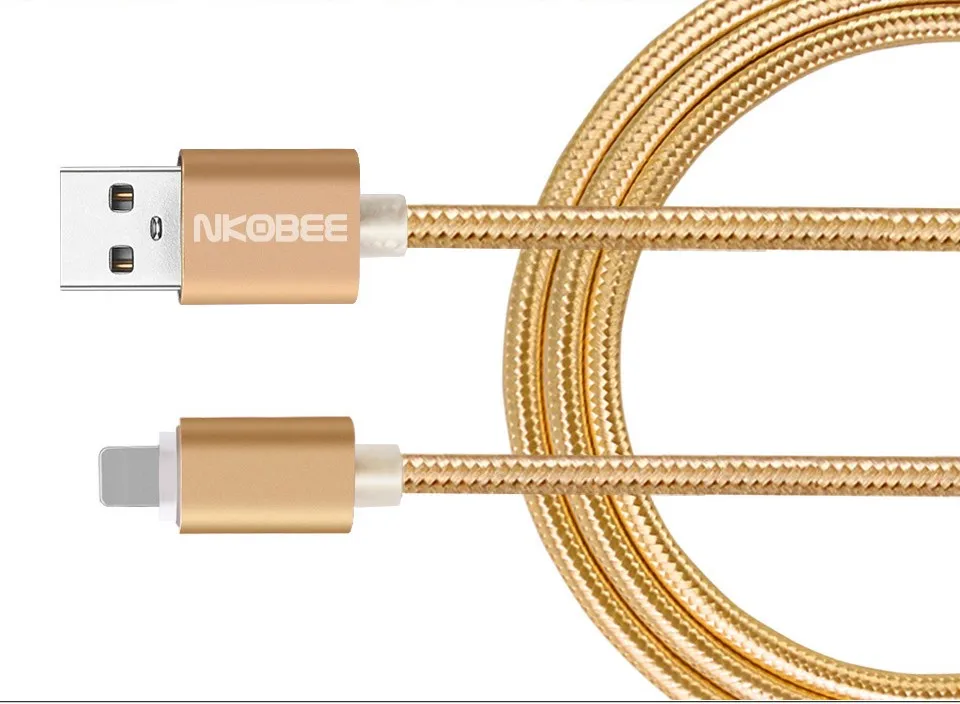 NKOBEE USB Cable Metal Braided 1.2M USB Charger Cable For iPhone 5 5C 5S 6 6S 6Plus iPad 3 4 Air Mobile Phone USB Data Charger (1)