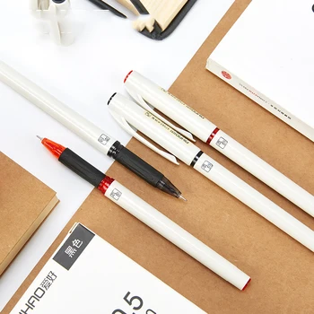 

12pcs/pack White Gel Pens 0.5mm Black Ink Needle Tip Carbon Liquid Ink Stationery Pens for School Office