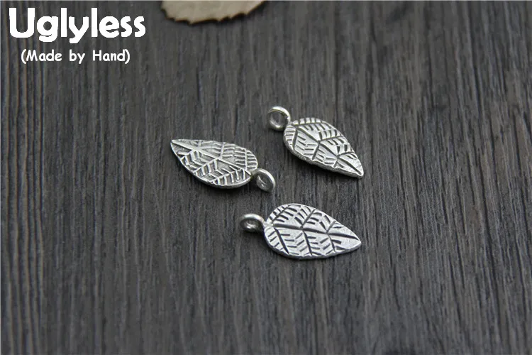 

Uglyless Genuine S 925 Sterling Silver Leaf Charms Accessories Jewelry DIY Vintage Handmade MINI Pendants Bijoux Ethnic Findings