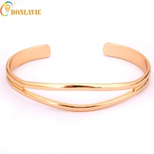 2017 Sale Bangles Customized Jewelry Engraving Alloy Men Women Jewelry Cuff Pure Gold Color Open Bracelet Women