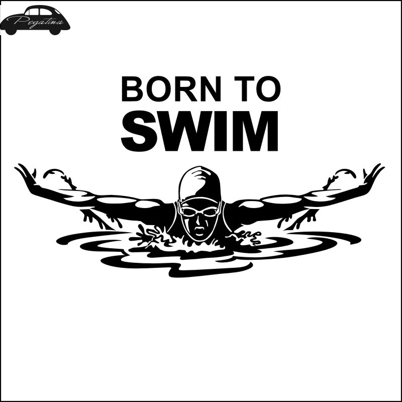 Pegatina Swim Sticker Swimming Car Decal  Posters Born To Swim Vinyl Wall Boat Yacht Decor Mural Sticker