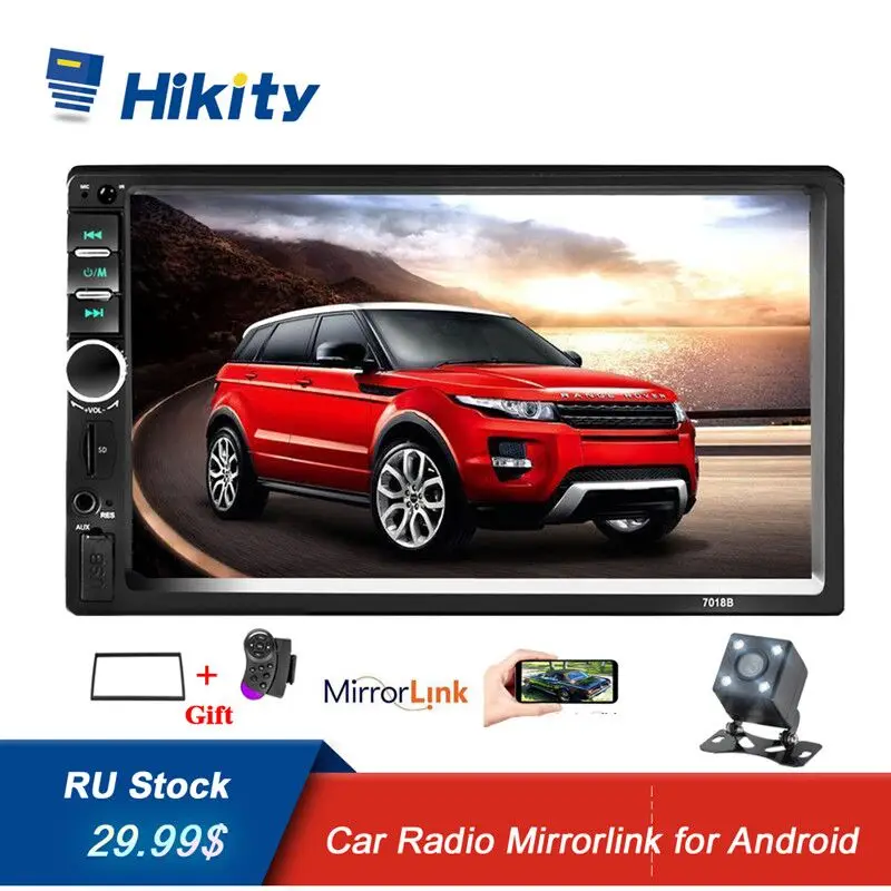 

Hikity Autoradio 2Din Car Radio Bluetooth Audio Stereo 7 inch Touch Screen Support Rear View Camera Mirrorlink 7018B MP5 Player
