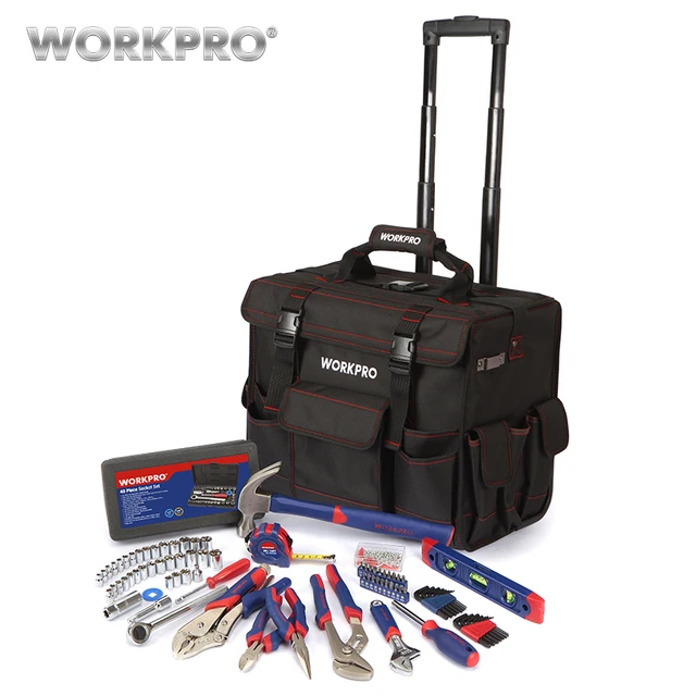 Workpro 176pc Home Tool Set High Quality Bag Travel Trolley Workpro 176pc Home Tool Set High Quality Bag Travel Trolley With Hand Tools