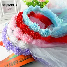 Головной убор маленькой принцессы; двухслойная фатиновая Фата для невесты для детей; цветы; гирлянда; Детские вуали для свадебных BV-079