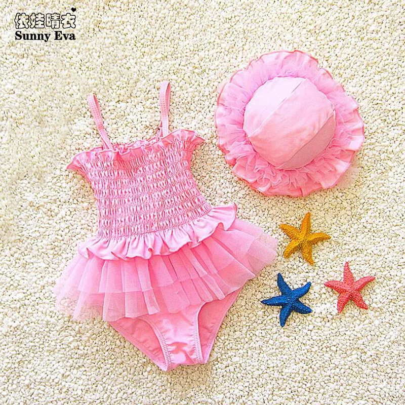 

sunny eva pink girl one piece swimsuits beach dress swimming suits for children kids bathing suits princess one-piece swimwear