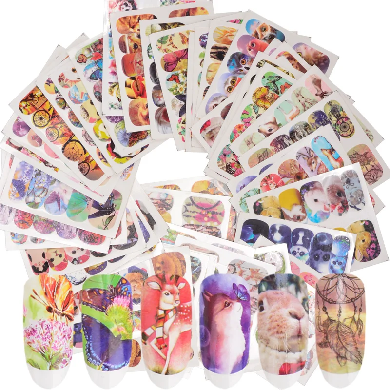 

24 Sheets Set Nail Art Decoration Stickers Butterfly Dreamcatcher Animals Mixed Design Watermark Tip Tool Manicure