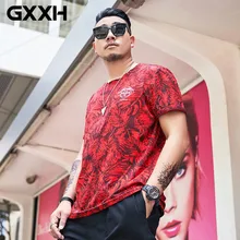 GXXH, новинка размера плюс, Большой XXXL, XXXXL, 5XL, 6XL, Мужская модная красная футболка с принтом толстяка, футболки с короткими рукавами, повседневная мужская футболка