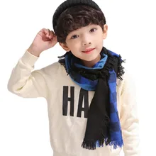 Детский клетчатый шарф унисекс, осенне-зимний шарф для мальчиков и девочек, теплый для шеи, теплые кашемировые шарфы с кисточками
