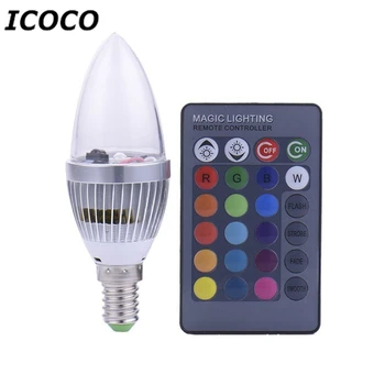 

ICOCO 3W Electronic RGB LED Candles Light Remote Controller Light Bulb Colorful Candle Lamp For Christmas Party Wedding Decor