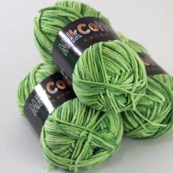 

Sale 3ballsx50g Soft Cotton Baby Yarn New Hand-dyed Wool Socks Scarf Knitting Yarn Kraft Onion green 2075-03-3