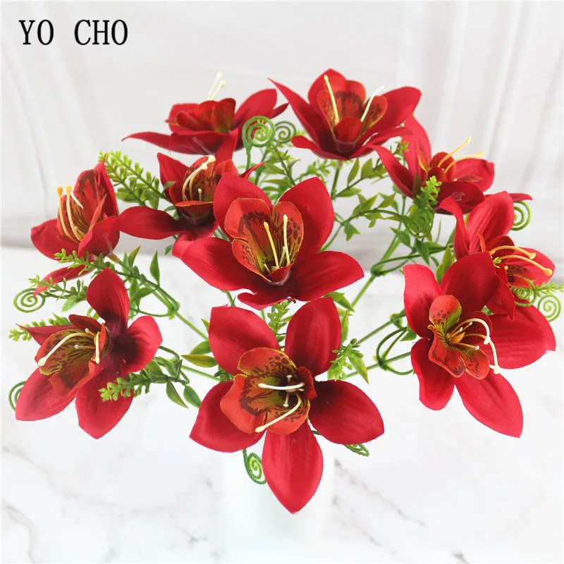 YO CHO alta calidad flores falsas orquídeas flores artificiales Magnolia hogar boda decoración seda flores interior flor orquídea YO CHO alta calidad flores falsas orquídeas flores artificiales Magnolia hogar boda decoración seda flores interior flor orquídea