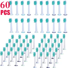 60 шт. HX6014 P-HX-6014 Generic электрическая Съемные насадки для зубной щетки для Philips Sonicare Зубная щётка мягкой щетиной